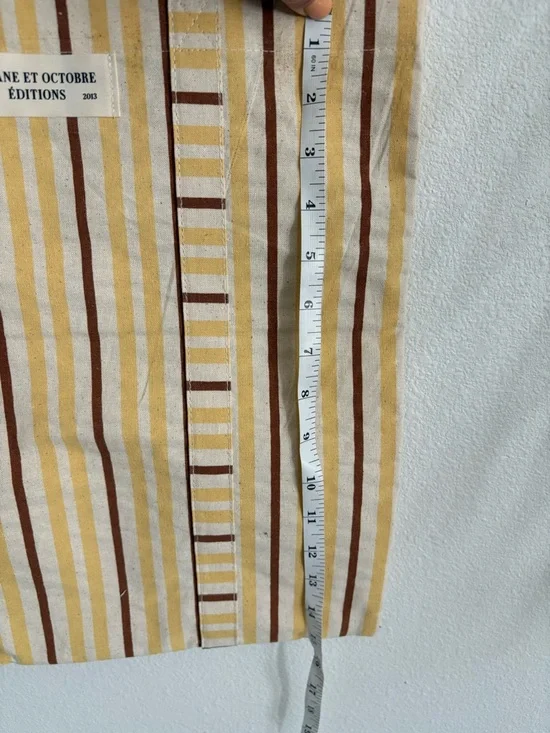 Sezane Yellow and Brown Striped Canvas Tote - Picture 3 of 5
